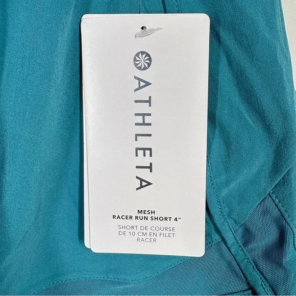 NWT Athleta Mesh Racer Run Athletic Short 4” in Teal/Dark Blue. Small - Picture 2 of 8